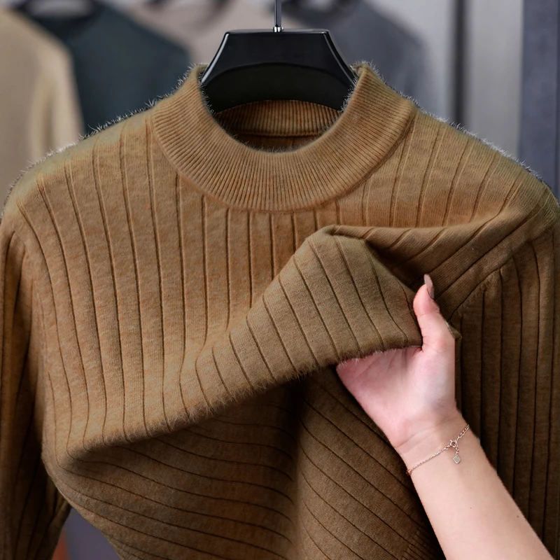 2025 New Knitted Sweater Men's Half High Collar Woolen Sweater Autumn/Winter Loose Striped Sweater Thick Bottom Sweater Trendy
2025 New Knitted Sweater Men's Half High Collar Woolen Sweater Autumn/Winter Loose Striped Sweater Thick Bottom Sweater Trendy