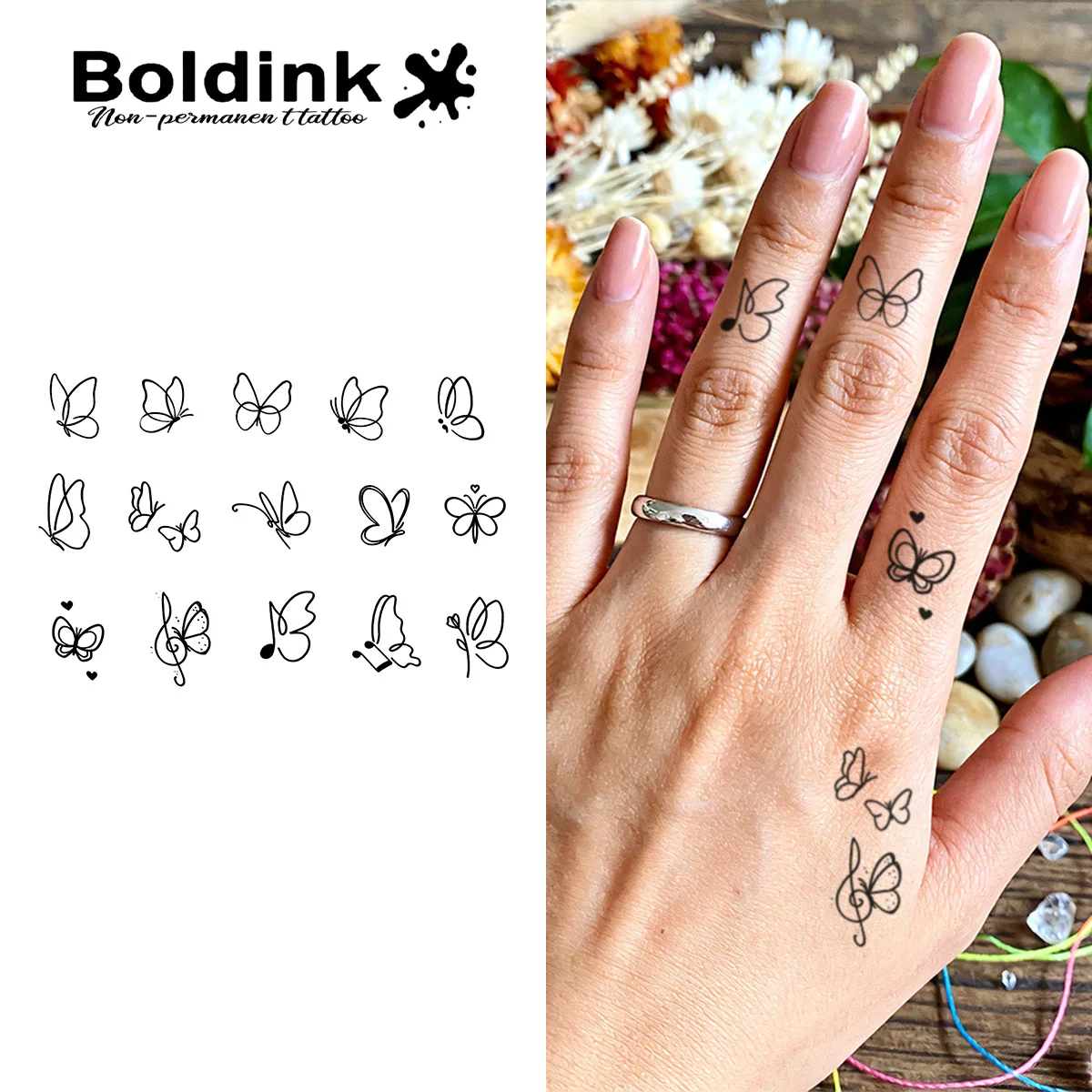 BOLDINK Butterfly Theme Moisturizing Tattoo Sticker Unisex Fashion Design Easy Apply Waterproof Lasts 1-2 Week
BOLDINK Butterfly Theme Moisturizing Tattoo Sticker Unisex Fashion Design Easy Apply Waterproof Lasts 1-2 Week
