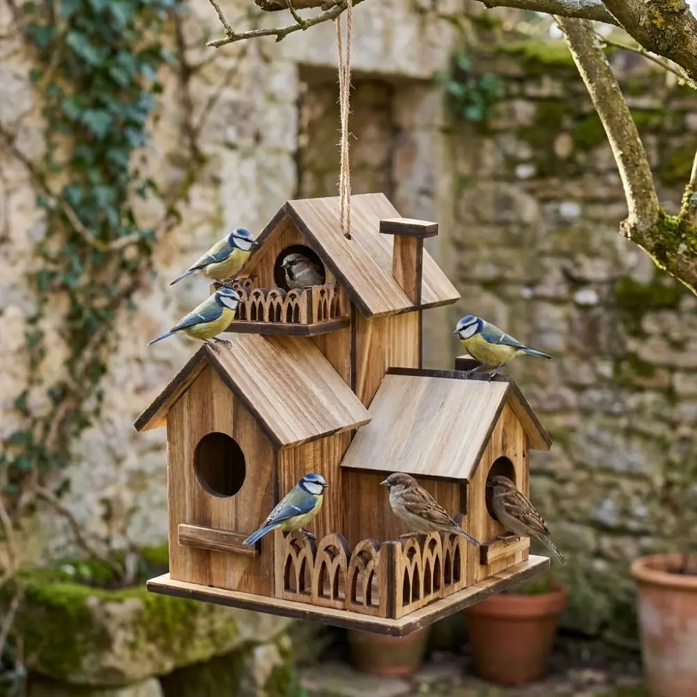 Creative Handmade Wooden Bird House Multiple Holes Waterproof Bird Feeder Thickened 3 Rooms Outdoor Birdhouse Courtyard
Creative Handmade Wooden Bird House Multiple Holes Waterproof Bird Feeder Thickened 3 Rooms Outdoor Birdhouse Courtyard