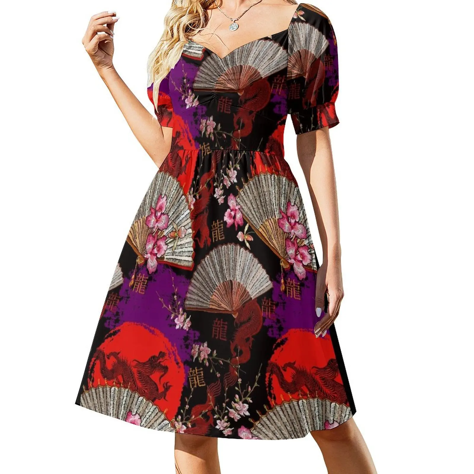 Asian dragons pattern Short-Sleeved Dress luxury dress dresses for official occasions Women's dress
Asian dragons pattern Short-Sleeved Dress luxury dress dresses for official occasions Women's dress