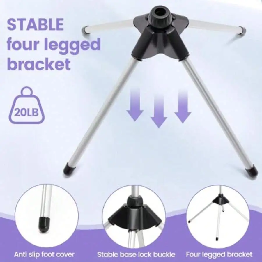 Black Metal Adjustable Hair Dryer Stand With 4-Legged Tripod Base 29-59 Inch Height 360 Degree Rotating Clip
Black Metal Adjustable Hair Dryer Stand With 4-Legged Tripod Base 29-59 Inch Height 360 Degree Rotating Clip