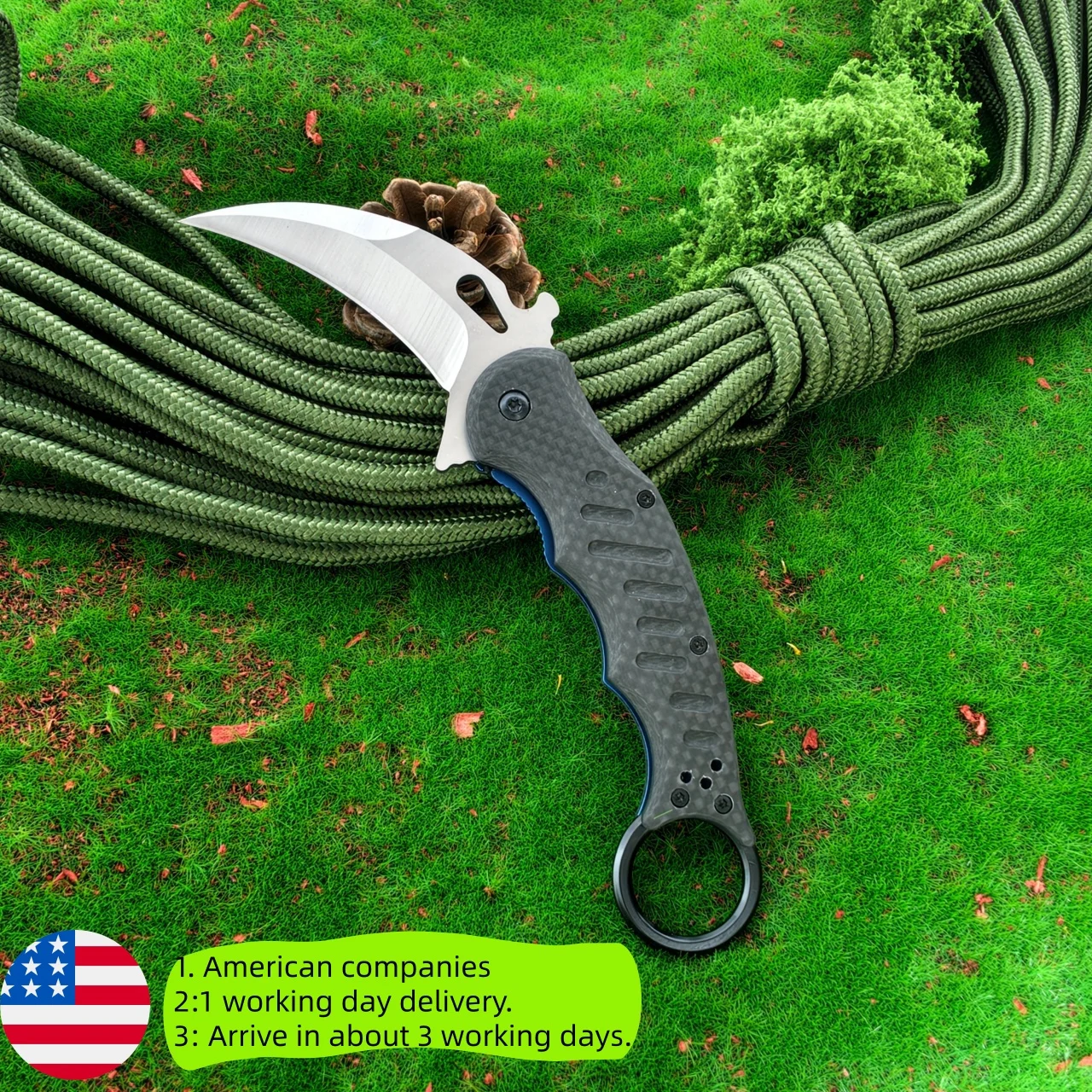 Claw shaped folding knife with premium carbon fiber handle, fully customizable for different styles and logos. Fast shipping directly from US warehouse, lightweight tactical EDC gear perfect for outdoor activities, daily carry and collection.
Claw shaped folding knife with premium carbon fiber handle, fully customizable for different styles and logos. Fast shipping directly from US warehouse, lightweight tactical EDC gear perfect for outdoor activities, daily carry and collection.