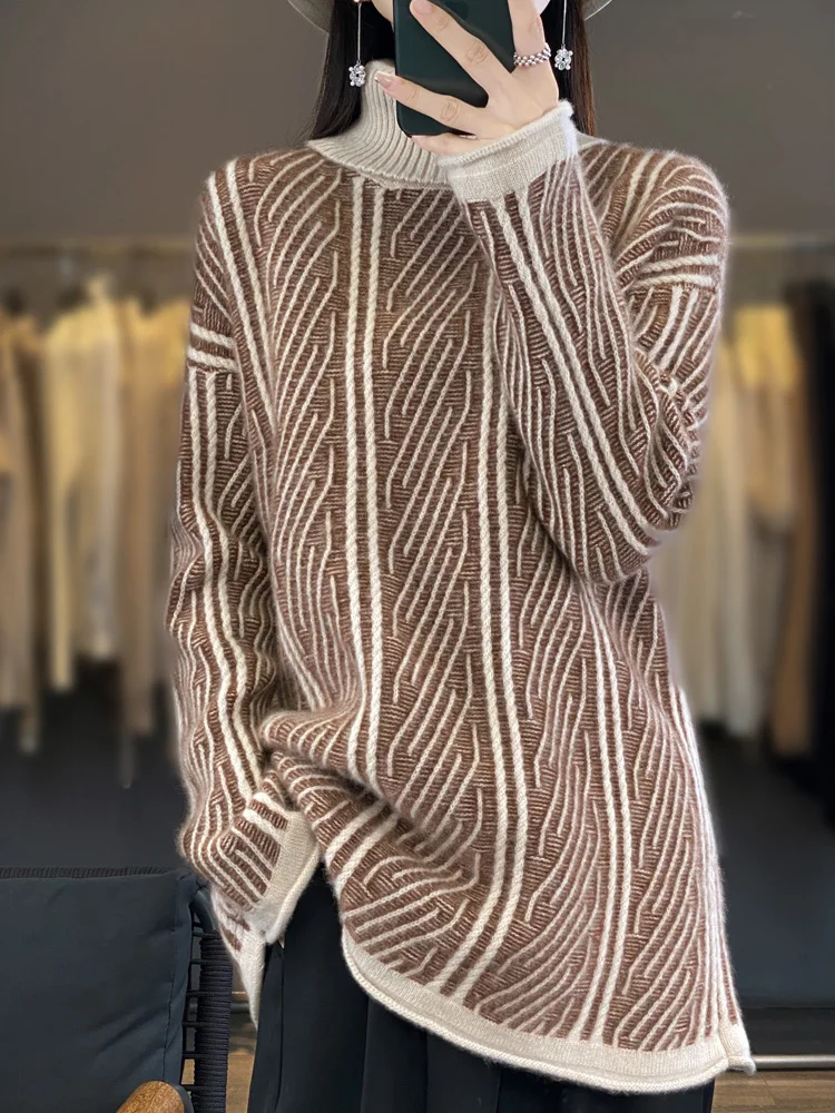 Light Luxury 100% Merino Wool Women Sweater Long Sleeve Elegant Clothing Tops Autumn Winter Ladies Knitwear Vintage Pullover
Light Luxury 100% Merino Wool Women Sweater Long Sleeve Elegant Clothing Tops Autumn Winter Ladies Knitwear Vintage Pullover