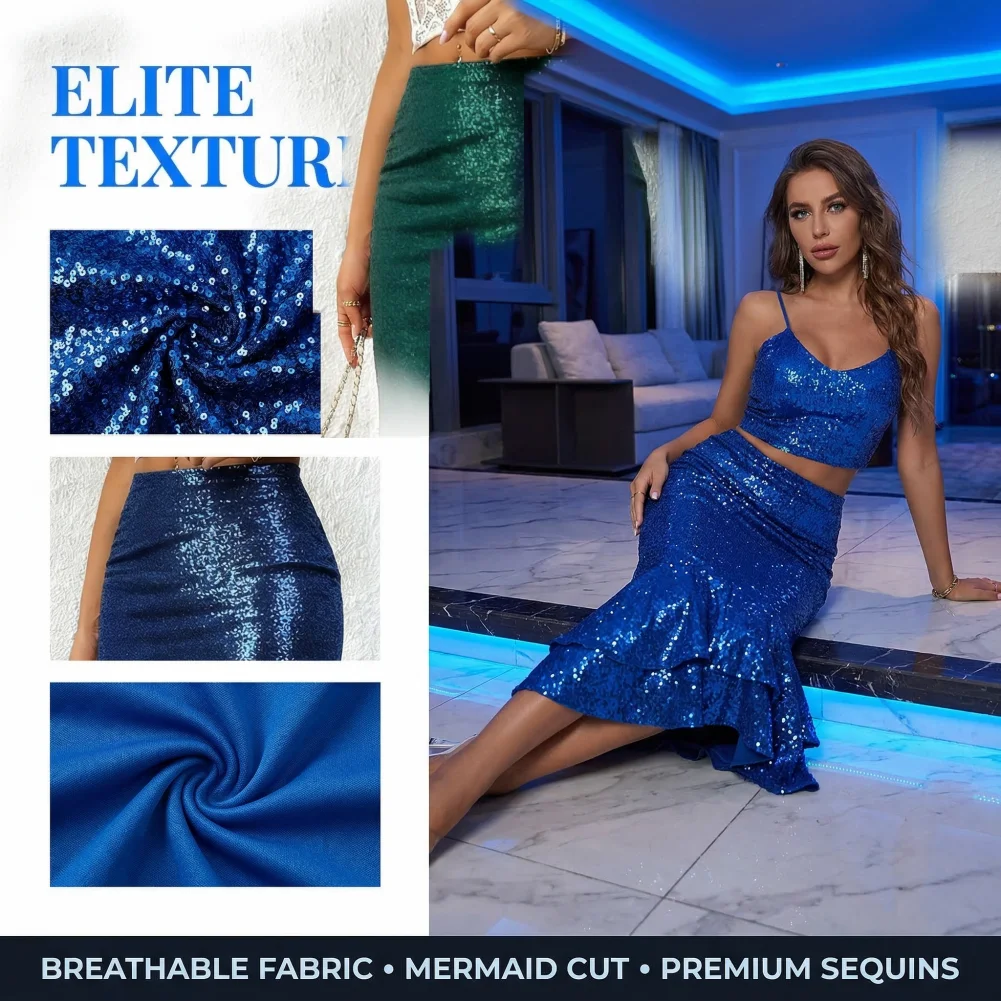 Женская длинная юбка миди с блестками для вечеринок, сексуальная облегающая юбка-рыбка с оборками по низу, с низкой посадкой, однотонная
Женская длинная юбка миди с блестками для вечеринок, сексуальная облегающая юбка-рыбка с оборками по низу, с низкой посадкой, однотонная