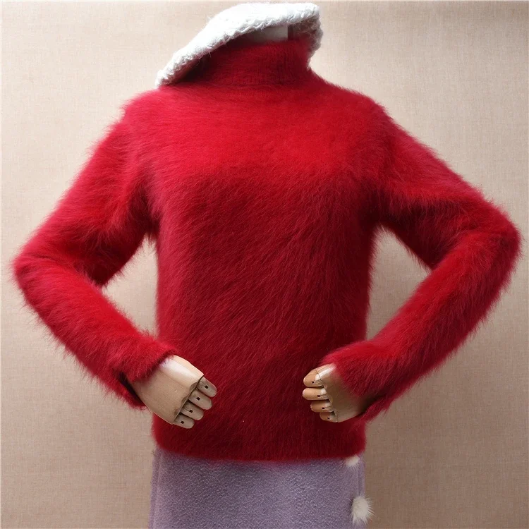 Ladies Women Fall Winter Clothing Red Hairy Mink Cashmere Knitted Turtleneck Slim Blouses Pullover Angora Fur Jumper Sweater Top
Ladies Women Fall Winter Clothing Red Hairy Mink Cashmere Knitted Turtleneck Slim Blouses Pullover Angora Fur Jumper Sweater Top