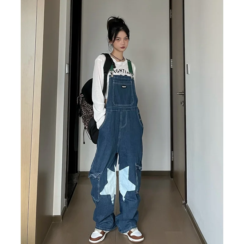 Women Blue Jeans Overall Printing High Waist American Wide Leg Pants Fashion Y2K Baggy Vintage Female Autumn Straight Trousers
Women Blue Jeans Overall Printing High Waist American Wide Leg Pants Fashion Y2K Baggy Vintage Female Autumn Straight Trousers
