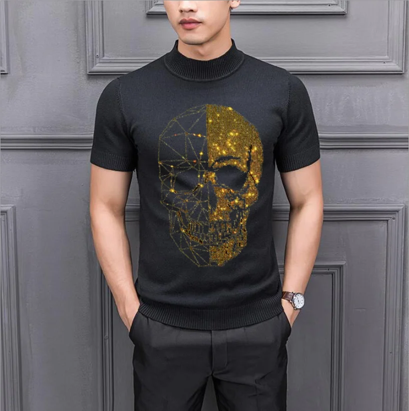 Fashion men's gifts drop shipping Designer Rhinestone pullover short sweater Street
Fashion men's gifts drop shipping Designer Rhinestone pullover short sweater Street