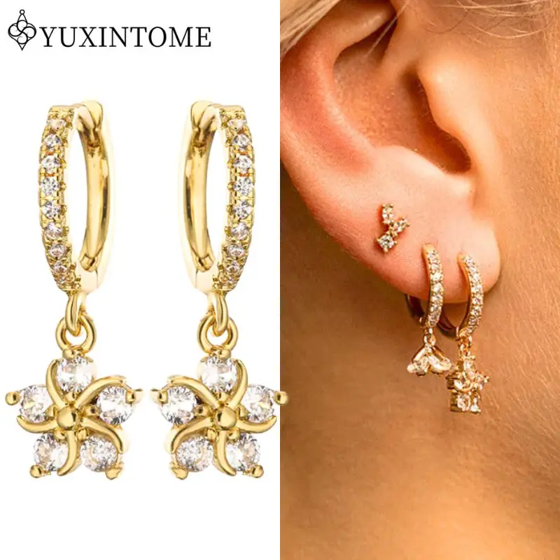 925 Silver Needle Pentagonal Petal Zircon Starfish Pendant White Zircon Hanging Hoop Earrings For women Luxury Crystal Jewelry 
925 Silver Needle Pentagonal Petal Zircon Starfish Pendant White Zircon Hanging Hoop Earrings For women Luxury Crystal Jewelry