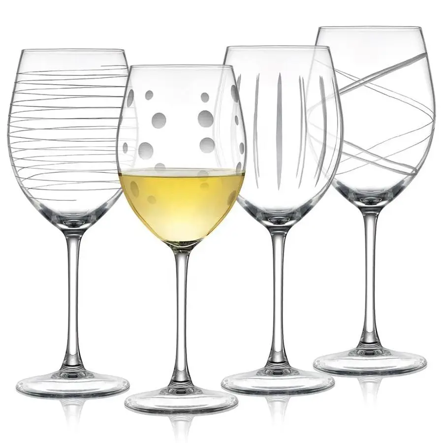Набор бокалов для красного и белого вина ручной выдувки с гравировкой, на длинной ножке, с полосками и точками, прозрачные, с резным узором
Набор бокалов для красного и белого вина ручной выдувки с гравировкой, на длинной ножке, с полосками и точками, прозрачные, с резным узором