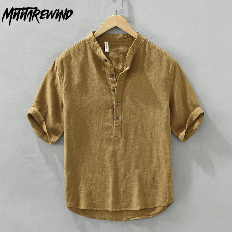 Japan Retro Stand Collar Shirts Man Cotton Linen Shirt Beach Breathable Top Short Sleeve Pullover Shirt Summer Clothes for Men
Japan Retro Stand Collar Shirts Man Cotton Linen Shirt Beach Breathable Top Short Sleeve Pullover Shirt Summer Clothes for Men