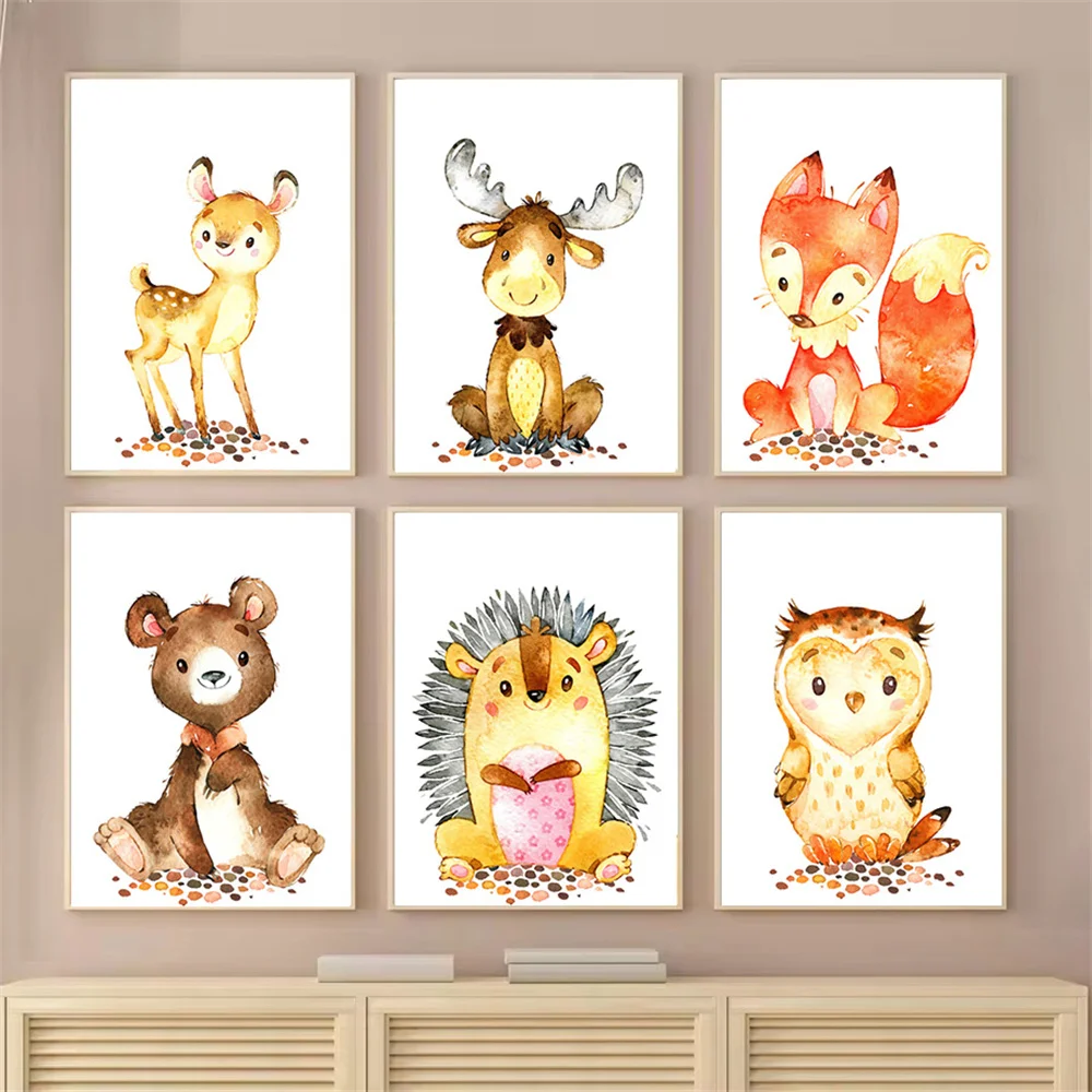 Cute Animal Owl Bear Fox Deer Posters and Prints Nursery Wall Art Canvas Painting Nordic Wall Pictures Baby Kids Room Decoration
Cute Animal Owl Bear Fox Deer Posters and Prints Nursery Wall Art Canvas Painting Nordic Wall Pictures Baby Kids Room Decoration