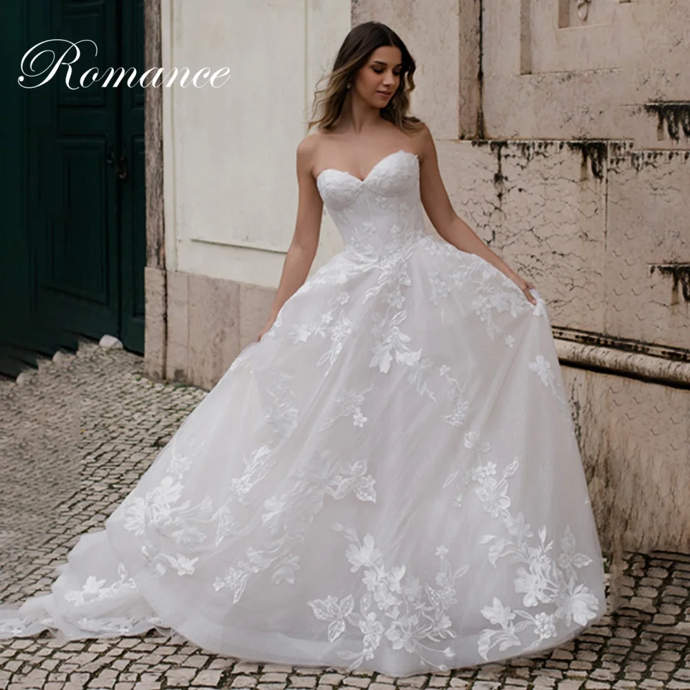 Exquisite Sweetheart A-Line Appliques Wedding Dress Women Strapless Lace Tulle Sleeveless Open Back Vestidos De Novia Customized
Exquisite Sweetheart A-Line Appliques Wedding Dress Women Strapless Lace Tulle Sleeveless Open Back Vestidos De Novia Customized
