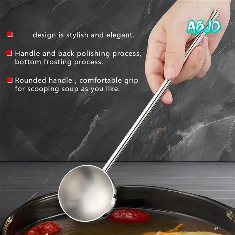 ABJO-3X Small Soup Ladle Stainless Steel Metal Deep Spoon With Pour Spout 2 Oz Long Handle Gravy Ladles 10.5 Inch
ABJO-3X Small Soup Ladle Stainless Steel Metal Deep Spoon With Pour Spout 2 Oz Long Handle Gravy Ladles 10.5 Inch