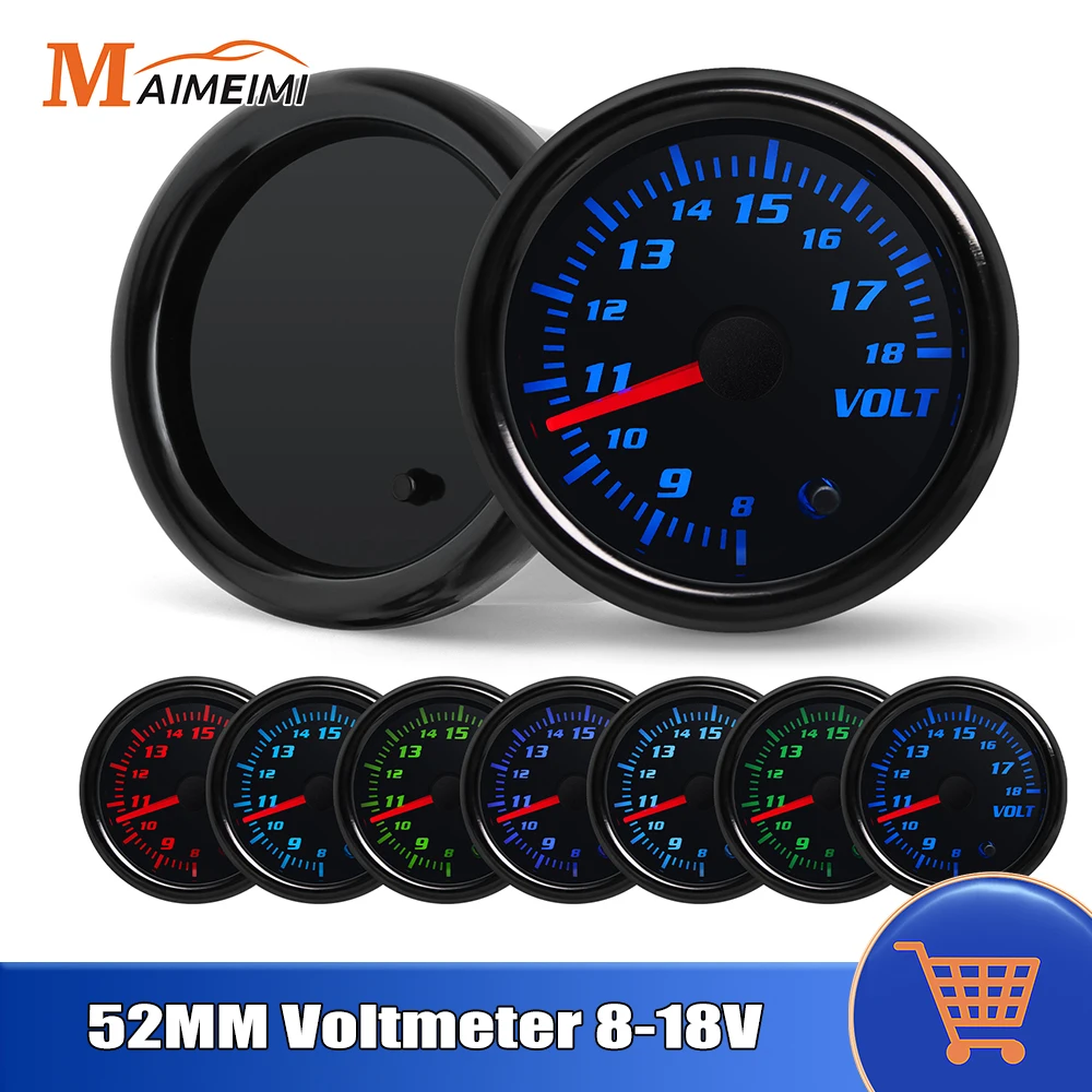 52mm Voltmeter 8-18V 7 Color Backlight Volt Meter Voltage IP67 Waterproof Universal Gauge for 12V Vehicles Gasoline Racing Car
52mm Voltmeter 8-18V 7 Color Backlight Volt Meter Voltage IP67 Waterproof Universal Gauge for 12V Vehicles Gasoline Racing Car