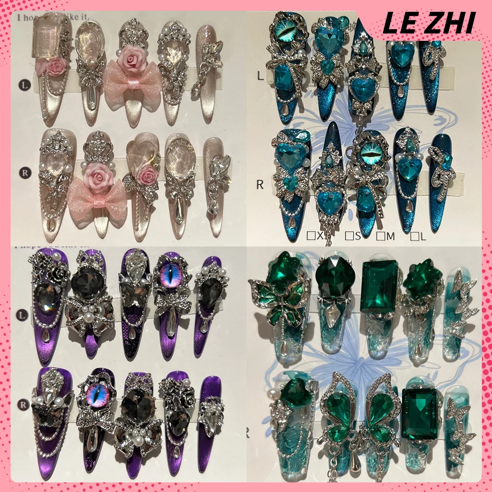High-End Luxury Long Tip Coffin Handmade Press On Nails Shining Diamond Cat Eyes Heavy Metal Butterfly Reusable Full Cover Nails
High-End Luxury Long Tip Coffin Handmade Press On Nails Shining Diamond Cat Eyes Heavy Metal Butterfly Reusable Full Cover Nails