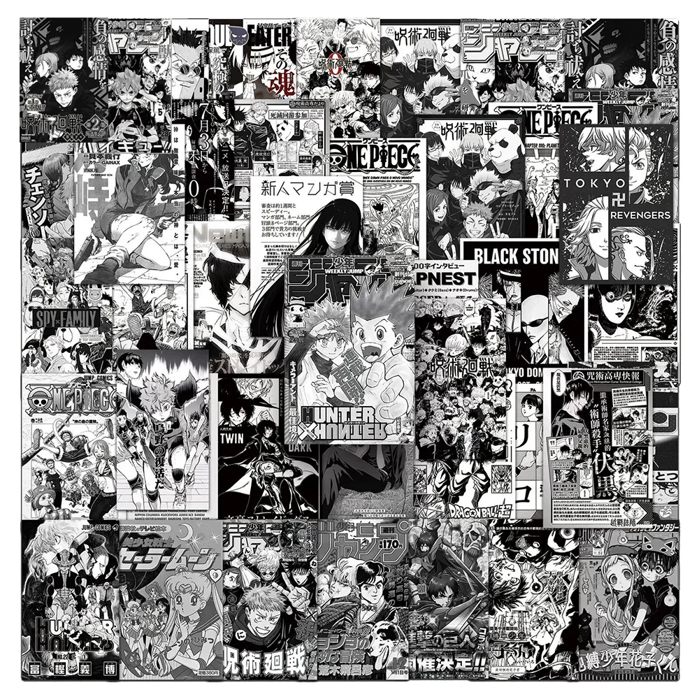 10/30/50pcs Black White Japanese Anime Poster Stickers One Piece Jujutsu Kaisen Decals Laptop Suitcase Phone Cool Manga Sticker
10/30/50pcs Black White Japanese Anime Poster Stickers One Piece Jujutsu Kaisen Decals Laptop Suitcase Phone Cool Manga Sticker