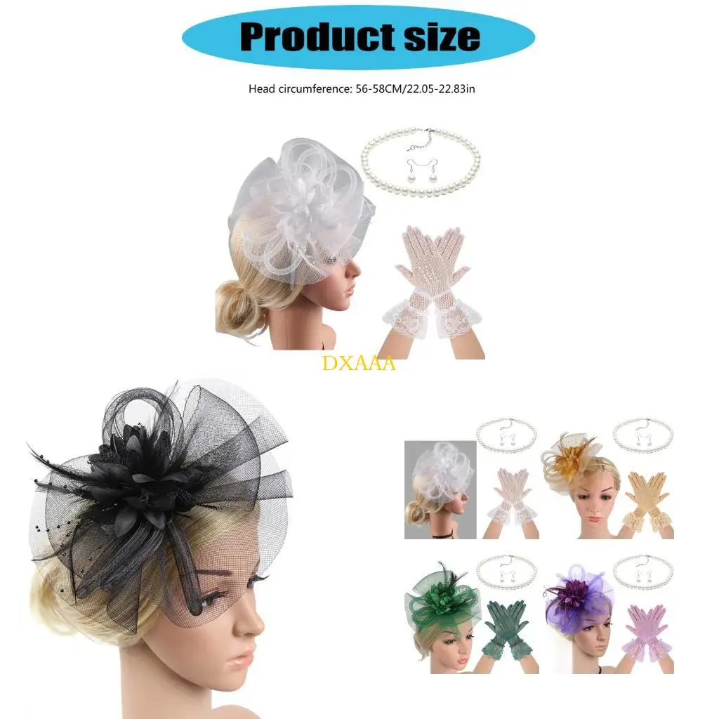 DXAA French Derby Hat with Neckwear Gloves Earrings 4in1 Set For Horse Racing Event and Halloween Party Dressingup Headpiece
DXAA French Derby Hat with Neckwear Gloves Earrings 4in1 Set For Horse Racing Event and Halloween Party Dressingup Headpiece