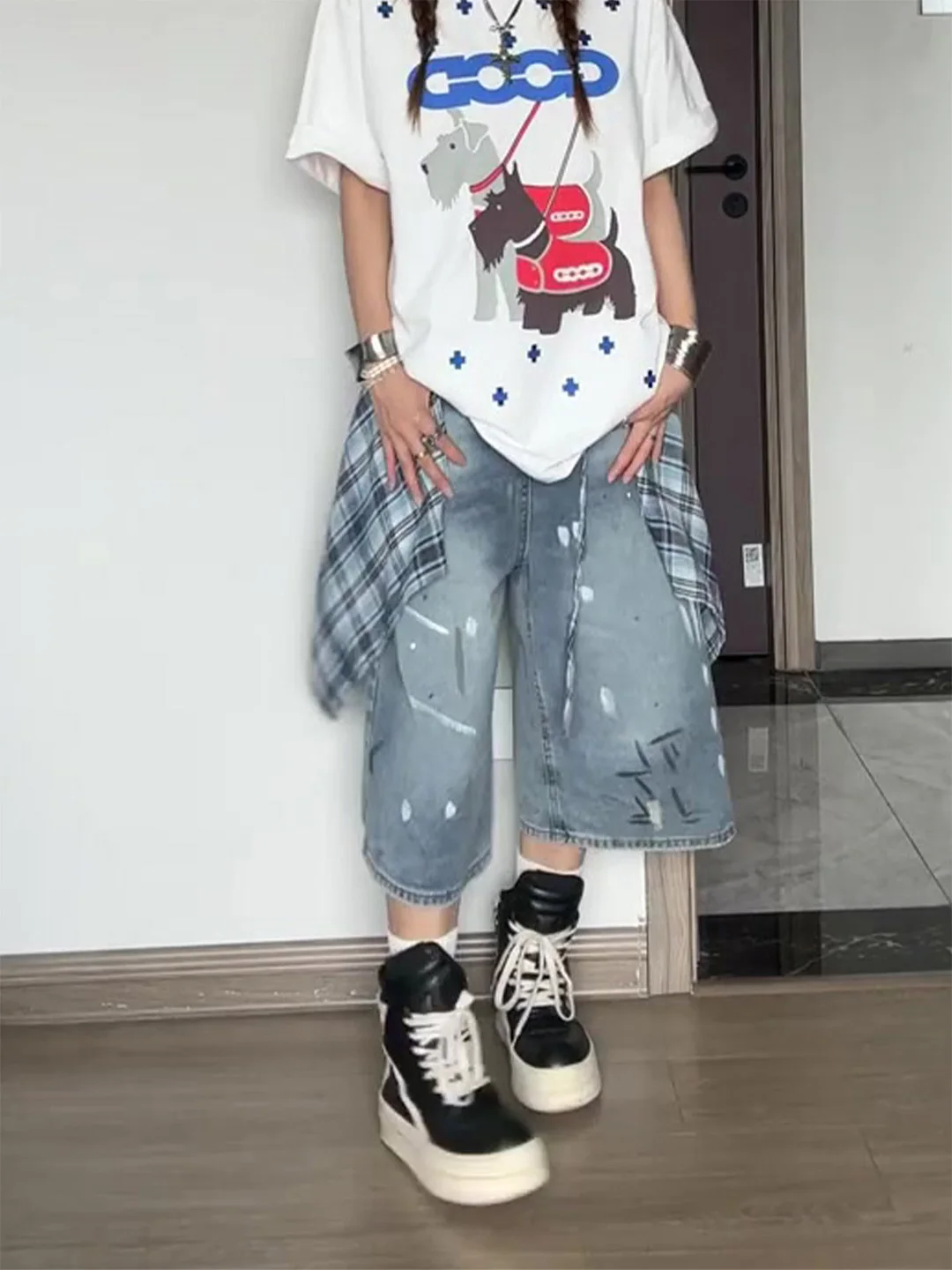 High Waist Wide Leg Slim Fit Thin Version Color Block Denim Jeans Women's Summer New Style Big Size Spattered Ink Casual Pants
High Waist Wide Leg Slim Fit Thin Version Color Block Denim Jeans Women's Summer New Style Big Size Spattered Ink Casual Pants