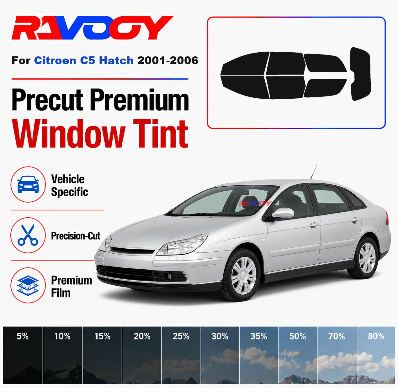 Premium Precut Window Tint Kit Front Rear Windows Rear Windshield For Citroen C5 Hatch 2001-2006 Complete Set Nano Ceramic Film
Premium Precut Window Tint Kit Front Rear Windows Rear Windshield For Citroen C5 Hatch 2001-2006 Complete Set Nano Ceramic Film