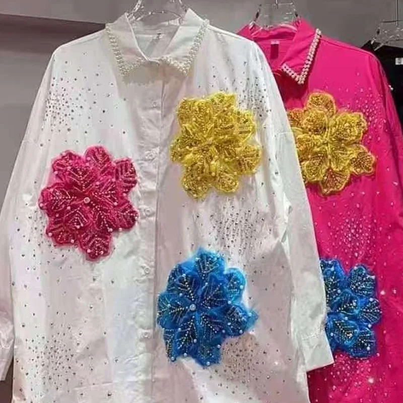 Новинка весны 2024, женская длинная рубашка с тяжелым бисером и стразами, трехмерные цветы, модная повседневная свободная посадка
Новинка весны 2024, женская длинная рубашка с тяжелым бисером и стразами, трехмерные цветы, модная повседневная свободная посадка