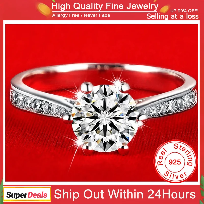 With Credentials 100% Real 925 Silver Rings Women's Accessories 1CT Zirconia Diamant Eternal Wedding Band Allergy Free Jewelry
With Credentials 100% Real 925 Silver Rings Women's Accessories 1CT Zirconia Diamant Eternal Wedding Band Allergy Free Jewelry