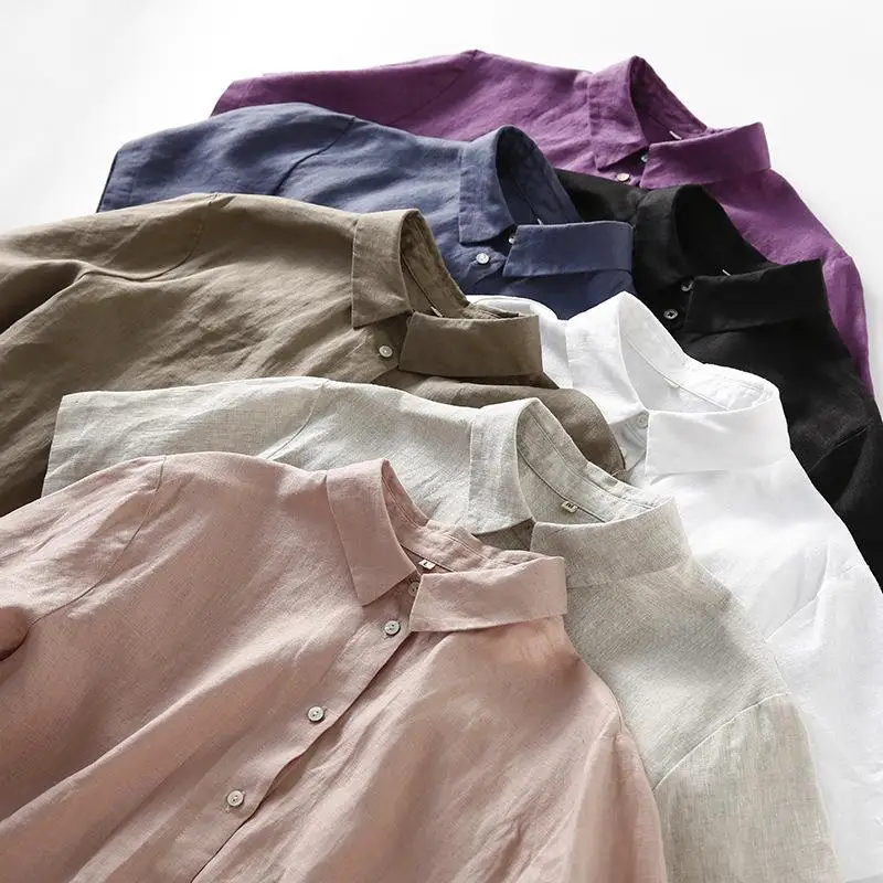Women's Short Sleeve Linen Shirt Summer Collar Casual Cotton Blend Fashionable Dyeing Process Resistant to Deformation
Women's Short Sleeve Linen Shirt Summer Collar Casual Cotton Blend Fashionable Dyeing Process Resistant to Deformation