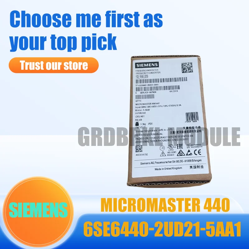 New Original SIEMENS 6SE6440-2UD21-5AA1 MICROMASTER 440 Inverter 1.5kW
New Original SIEMENS 6SE6440-2UD21-5AA1 MICROMASTER 440 Inverter 1.5kW