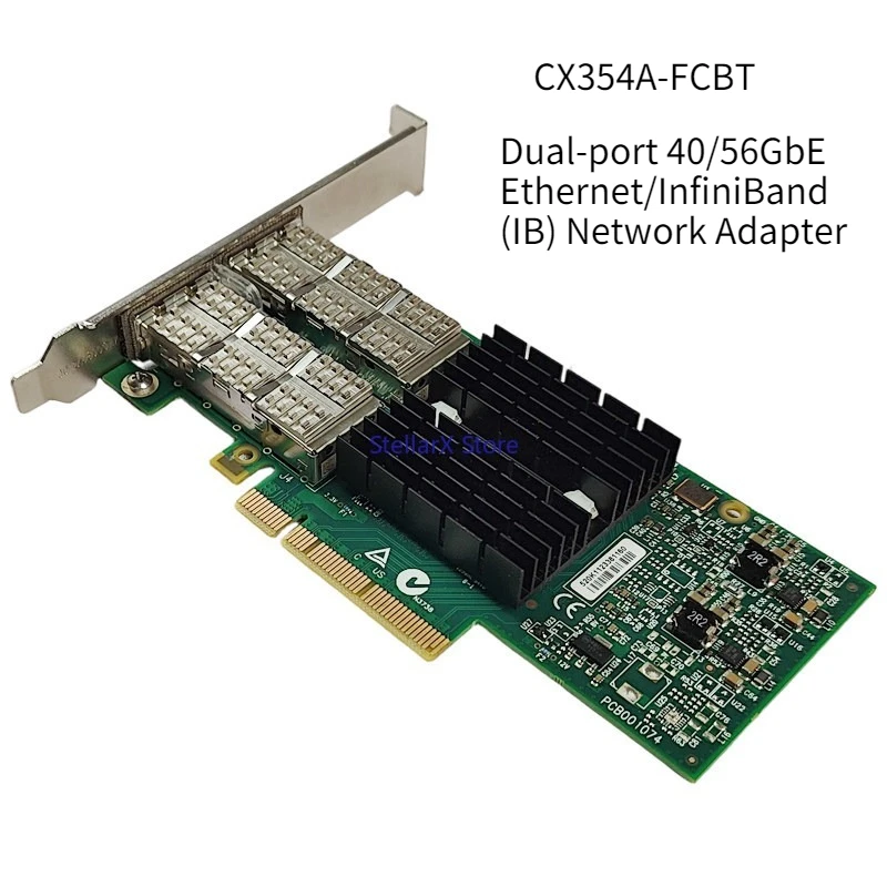 CX354A-FCBT dual port 40G/56G/IB network interface card, PCI-E3.0, QSFP interface, support RDMA, ETH mode
CX354A-FCBT dual port 40G/56G/IB network interface card, PCI-E3.0, QSFP interface, support RDMA, ETH mode