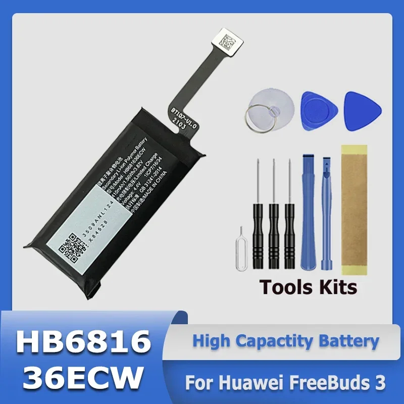 HB 681636 Аккумулятор ECW для Huawei FreeBuds 3, аккумуляторы для беспроводной гарнитуры BNA-WB-P11667, зарядное устройство, аккумулятор + комплект инструментов
HB 681636 Аккумулятор ECW для Huawei FreeBuds 3, аккумуляторы для беспроводной гарнитуры BNA-WB-P11667, зарядное устройство, аккумулятор + комплект инструментов