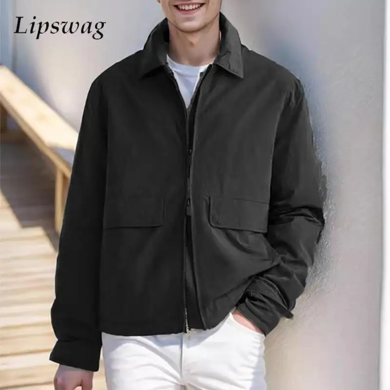 Autumn Daily Casual Jackets Men Long Sleeve Turn-down Collar Zip-up Coats For Men Fashion Loose Solid Color Outfits Streetwear
Autumn Daily Casual Jackets Men Long Sleeve Turn-down Collar Zip-up Coats For Men Fashion Loose Solid Color Outfits Streetwear