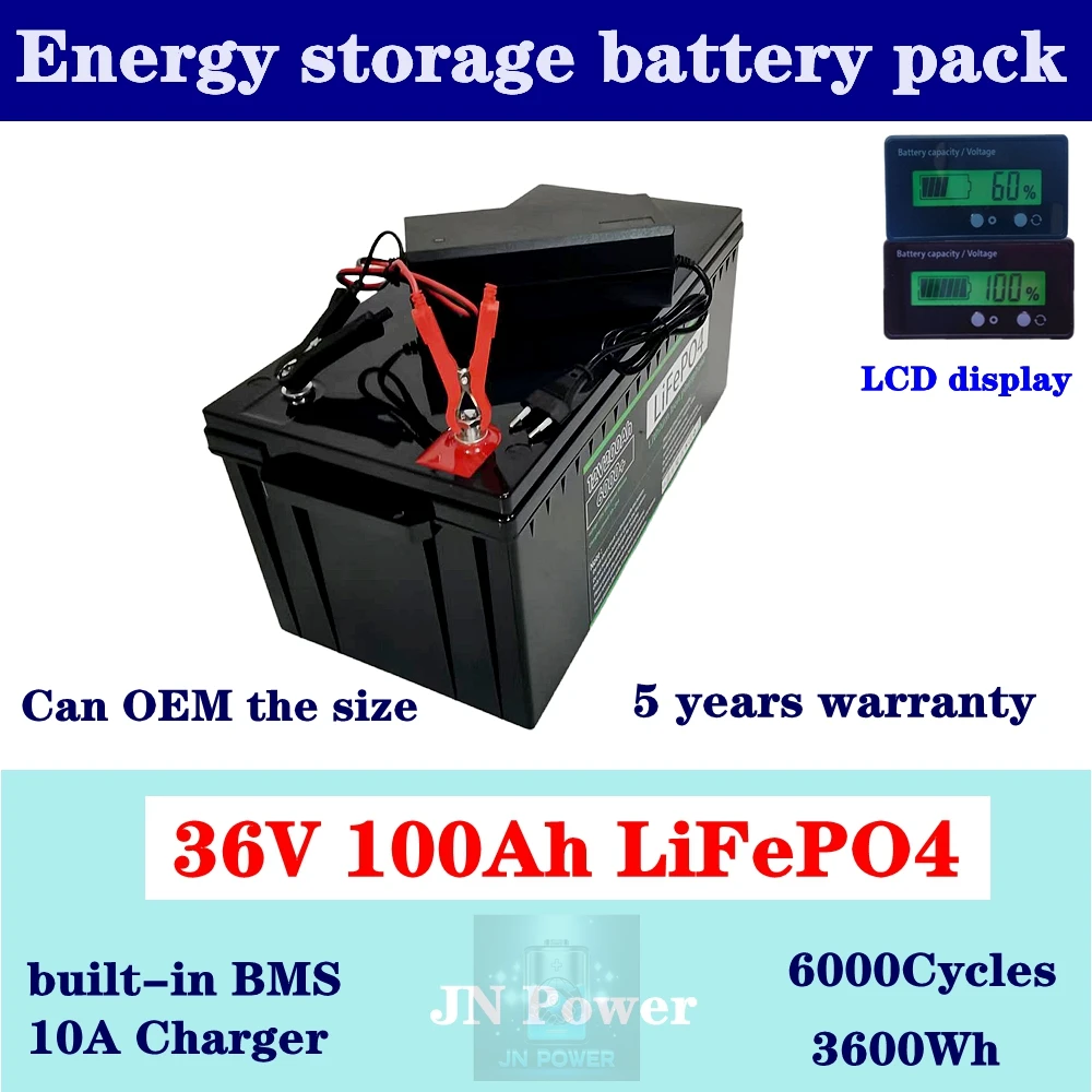 12S 36V100Ah Lifepo4 Battery With BMS 2000W 3600W For Lift tru Gof car Solar System Home energy storage Boat+ 43.8V10A Charger
12S 36V100Ah Lifepo4 Battery With BMS 2000W 3600W For Lift tru Gof car Solar System Home energy storage Boat+ 43.8V10A Charger