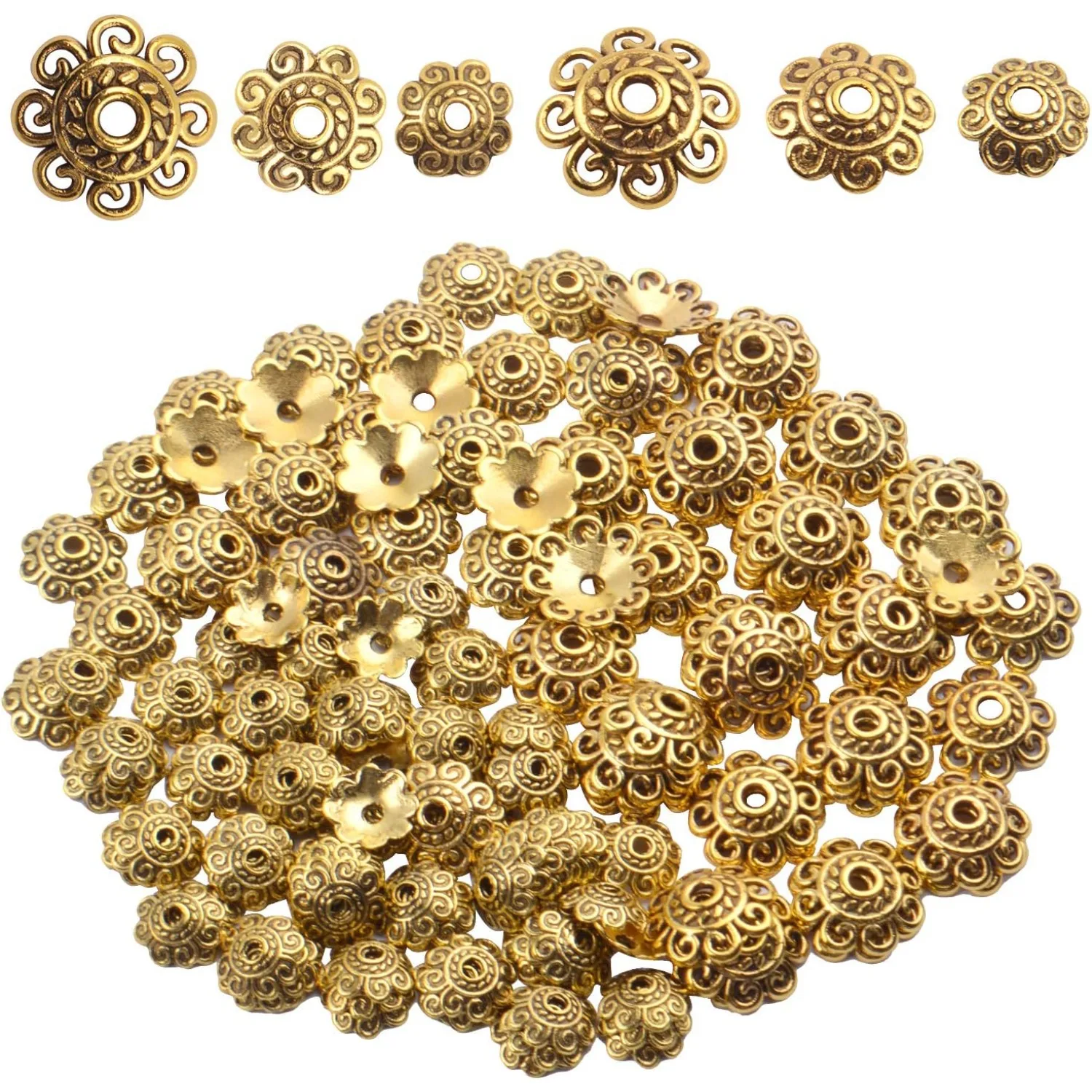 200pcs 8mm/10mm/12mm Bead Caps Spacer Beads Flower Bead Caps Jewelry DIY Findings for Necklace Bracelet Making,Antique Gold
200pcs 8mm/10mm/12mm Bead Caps Spacer Beads Flower Bead Caps Jewelry DIY Findings for Necklace Bracelet Making,Antique Gold