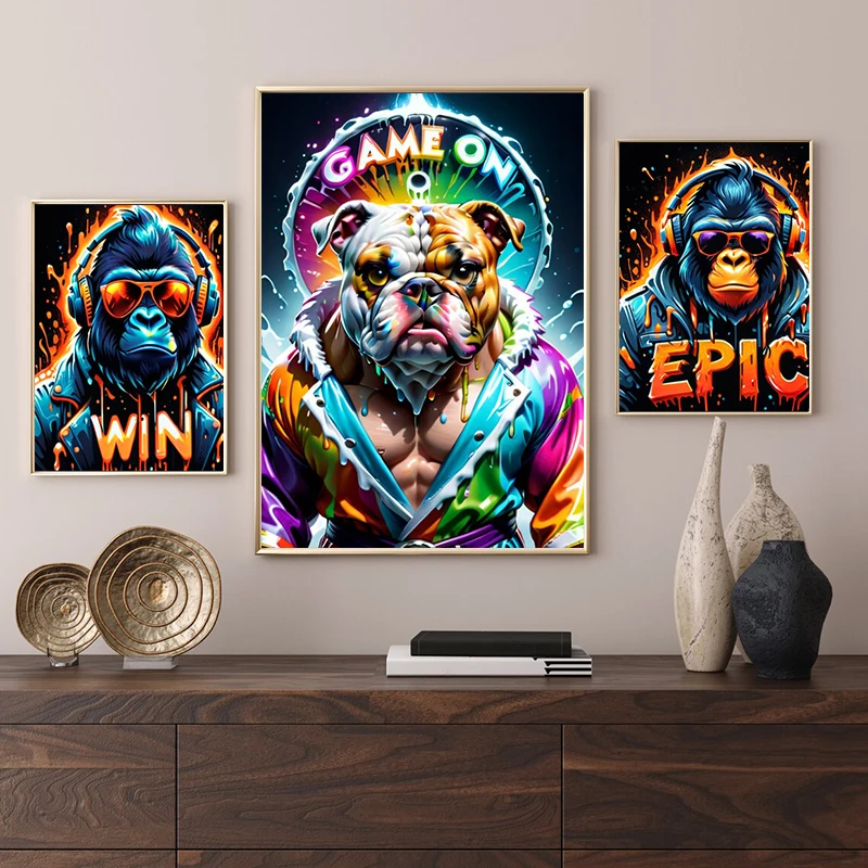 Gamer Bulldog Chimp Poster Wall Art Canvas Painting Graffiti Art Gamer Prints Boys Room Home Decor Picture No Frame
Gamer Bulldog Chimp Poster Wall Art Canvas Painting Graffiti Art Gamer Prints Boys Room Home Decor Picture No Frame