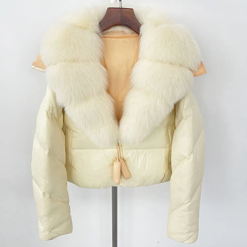 Down Coat Women Winter Real Natural Fox Fur Collar Short Puffer Jacket Thick Warm White Duck Down Jacket Casual Streetwears
Down Coat Women Winter Real Natural Fox Fur Collar Short Puffer Jacket Thick Warm White Duck Down Jacket Casual Streetwears