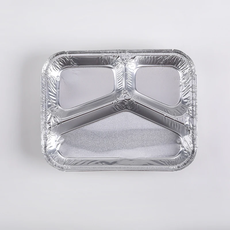 Takeaway Pan Disposable 3 Compartments Aluminum Foil Container With Lid Fast Food Aluminium Tray
Takeaway Pan Disposable 3 Compartments Aluminum Foil Container With Lid Fast Food Aluminium Tray