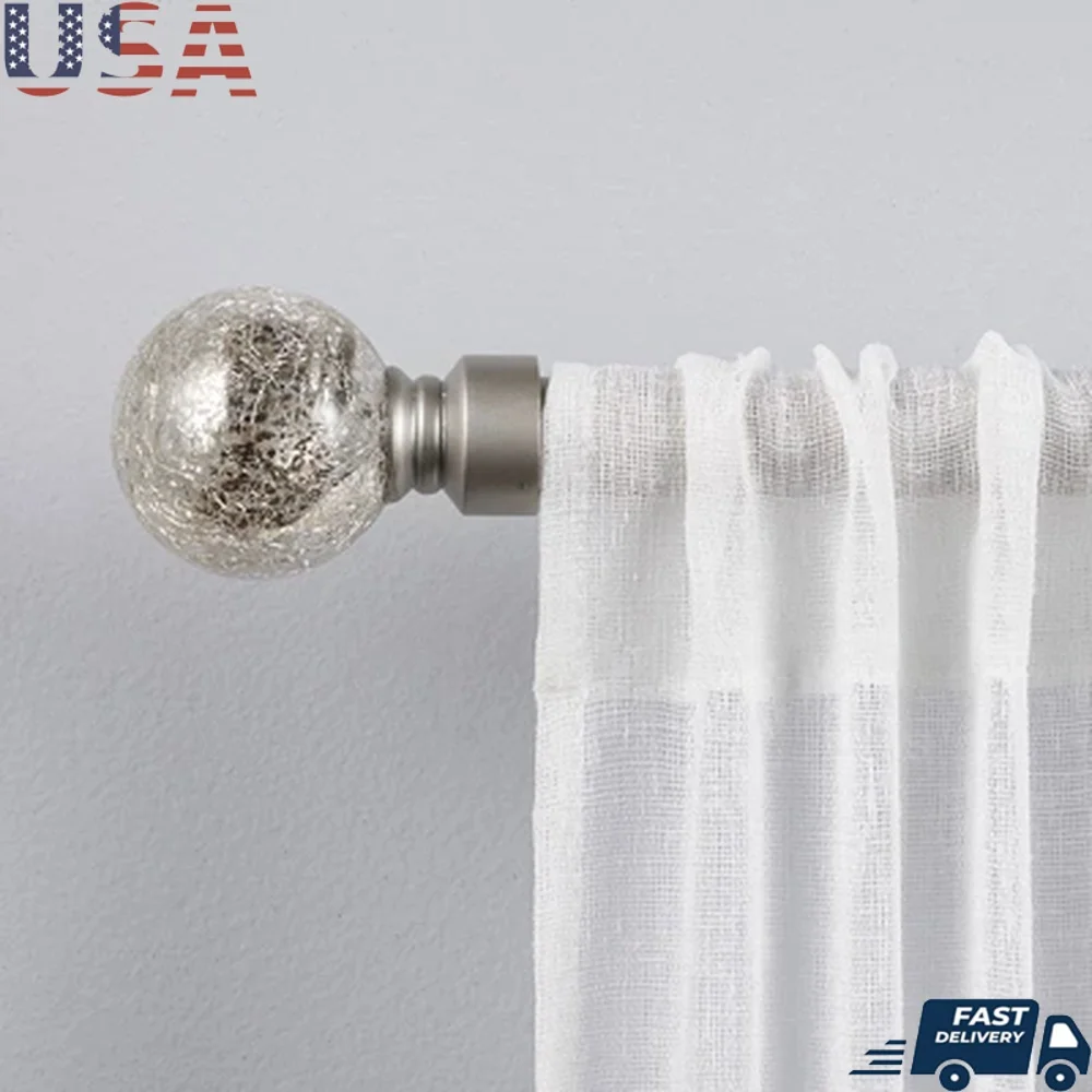 Silver Aged Sphere Curtain Rod Set Adjustable Iron Rod with Mercury Glass Finials Includes Brackets Mounting Hardware Easy
Silver Aged Sphere Curtain Rod Set Adjustable Iron Rod with Mercury Glass Finials Includes Brackets Mounting Hardware Easy