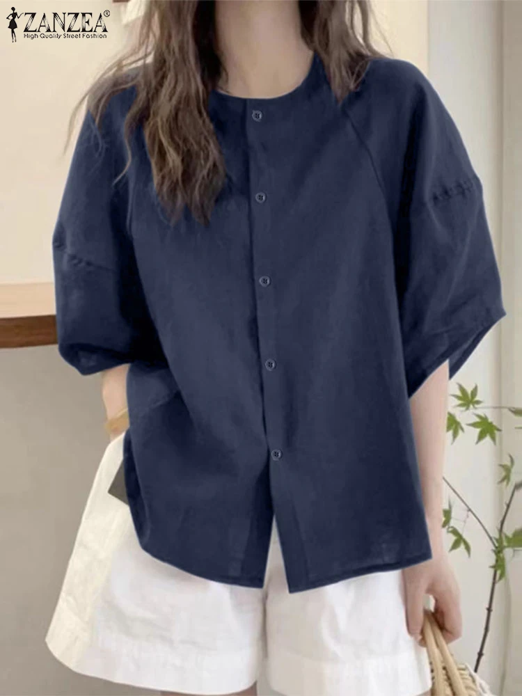 Casual Loose Cotton Solid Tops ZANZEA Women Chiffon Shirts Holiday Summer Short Sleeve Blouse 2025 Vintage Round Neck Blusas
Casual Loose Cotton Solid Tops ZANZEA Women Chiffon Shirts Holiday Summer Short Sleeve Blouse 2025 Vintage Round Neck Blusas