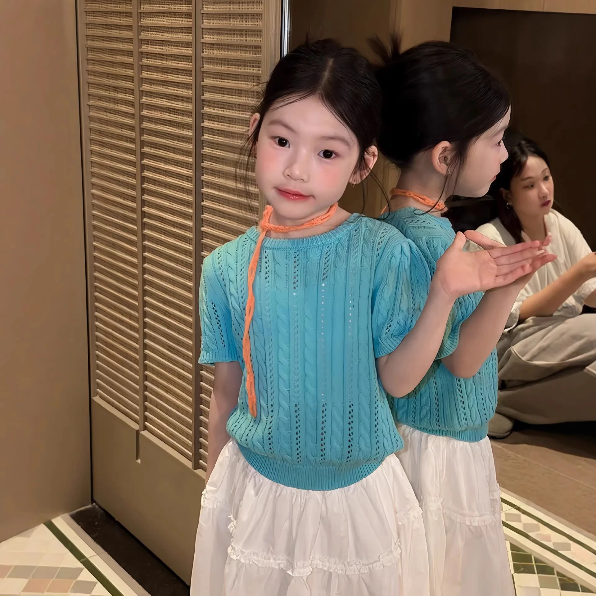 Children Clothing 2026 Summer New Korean Girls Solid Thin Cut Hollow Out Short Sleeved Knitted Sweater Round Neck T-shirt
Children Clothing 2026 Summer New Korean Girls Solid Thin Cut Hollow Out Short Sleeved Knitted Sweater Round Neck T-shirt