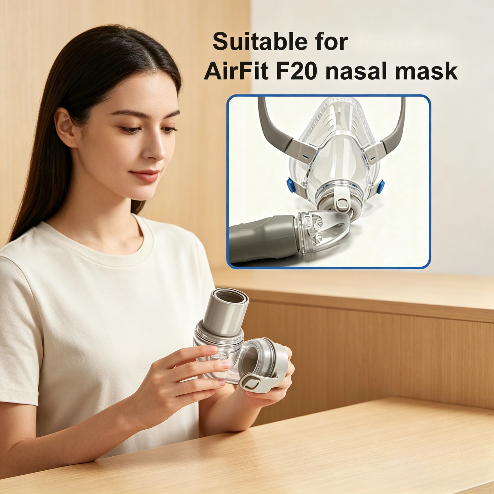 CPAP Mask Elbow Connector Tube Suitable for AirFit F20 Ventilator Full Face Mask CPAP Tubing Adapter for Sleep Apnea Accessories
CPAP Mask Elbow Connector Tube Suitable for AirFit F20 Ventilator Full Face Mask CPAP Tubing Adapter for Sleep Apnea Accessories