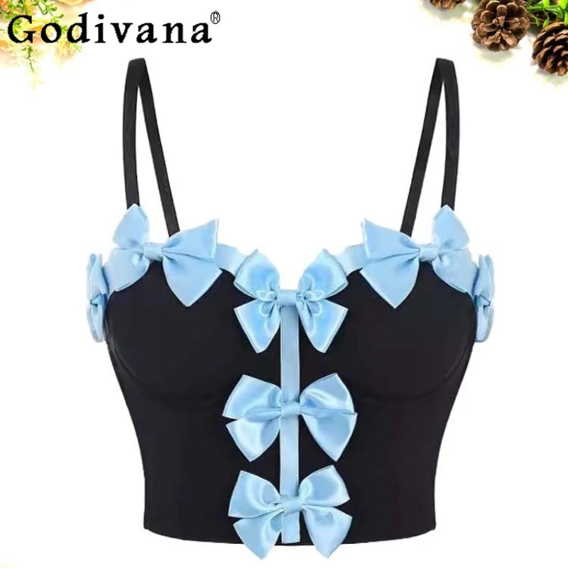 Spring and Summer New Sweet Bow Fishbone Short Versatile Sling Vest Female Sexy Fashion Travel French Retro Slim Bottoming Top
Spring and Summer New Sweet Bow Fishbone Short Versatile Sling Vest Female Sexy Fashion Travel French Retro Slim Bottoming Top