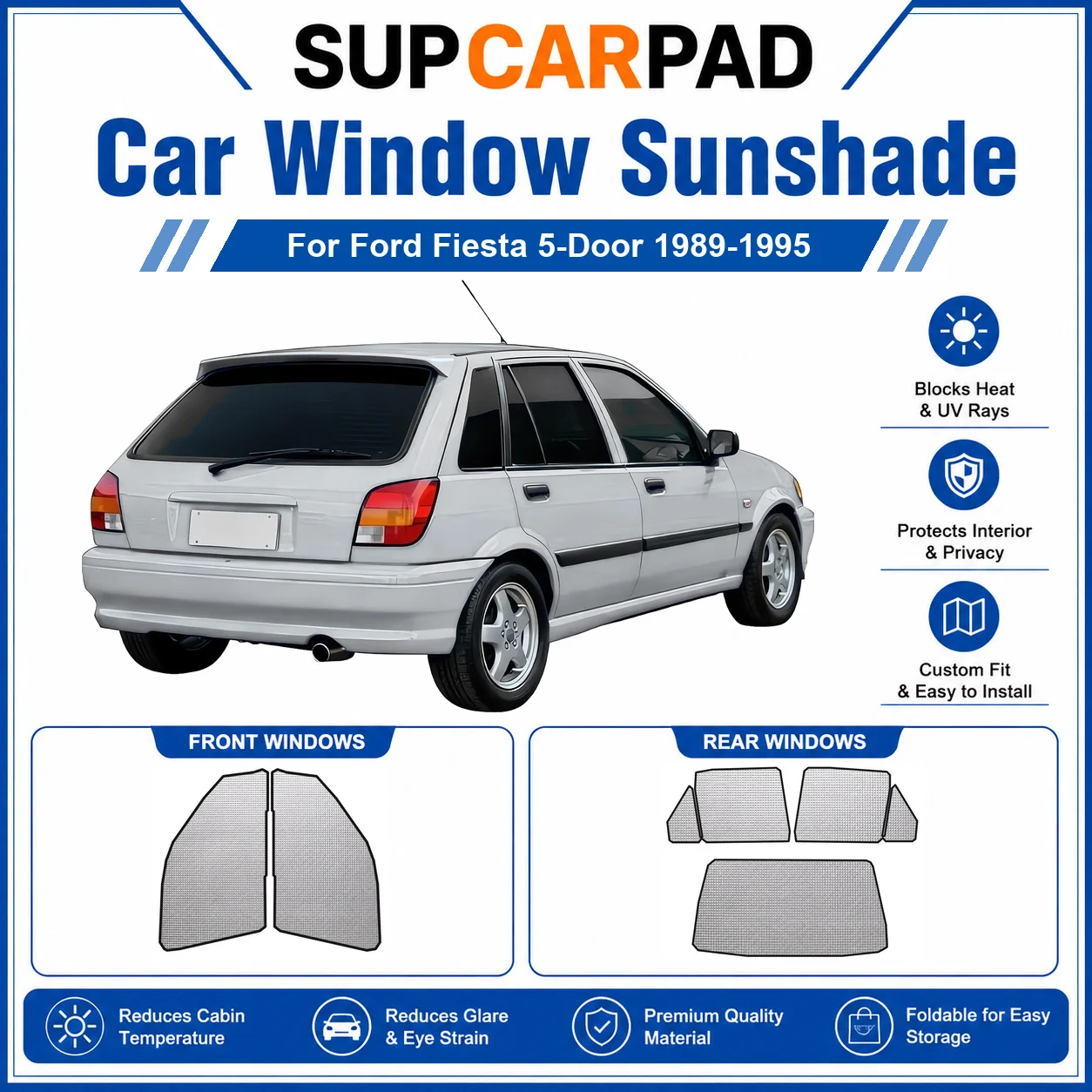 For Ford - Ford Fiesta 5-Door 1989-1995 Full Set Car Window Sunshades UV Block Privacy Heat Insulated Foldable Car Curtain
For Ford - Ford Fiesta 5-Door 1989-1995 Full Set Car Window Sunshades UV Block Privacy Heat Insulated Foldable Car Curtain