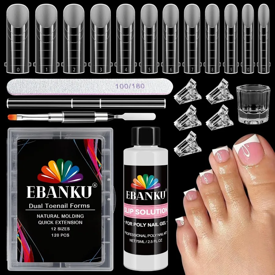 Toenail Kit Reusable Toe Dual Nail Forms with 2.5oz Slip Solution Nail Kit for Toe Nail Tips for Women with Doubleend Brush F
Toenail Kit Reusable Toe Dual Nail Forms with 2.5oz Slip Solution Nail Kit for Toe Nail Tips for Women with Doubleend Brush F