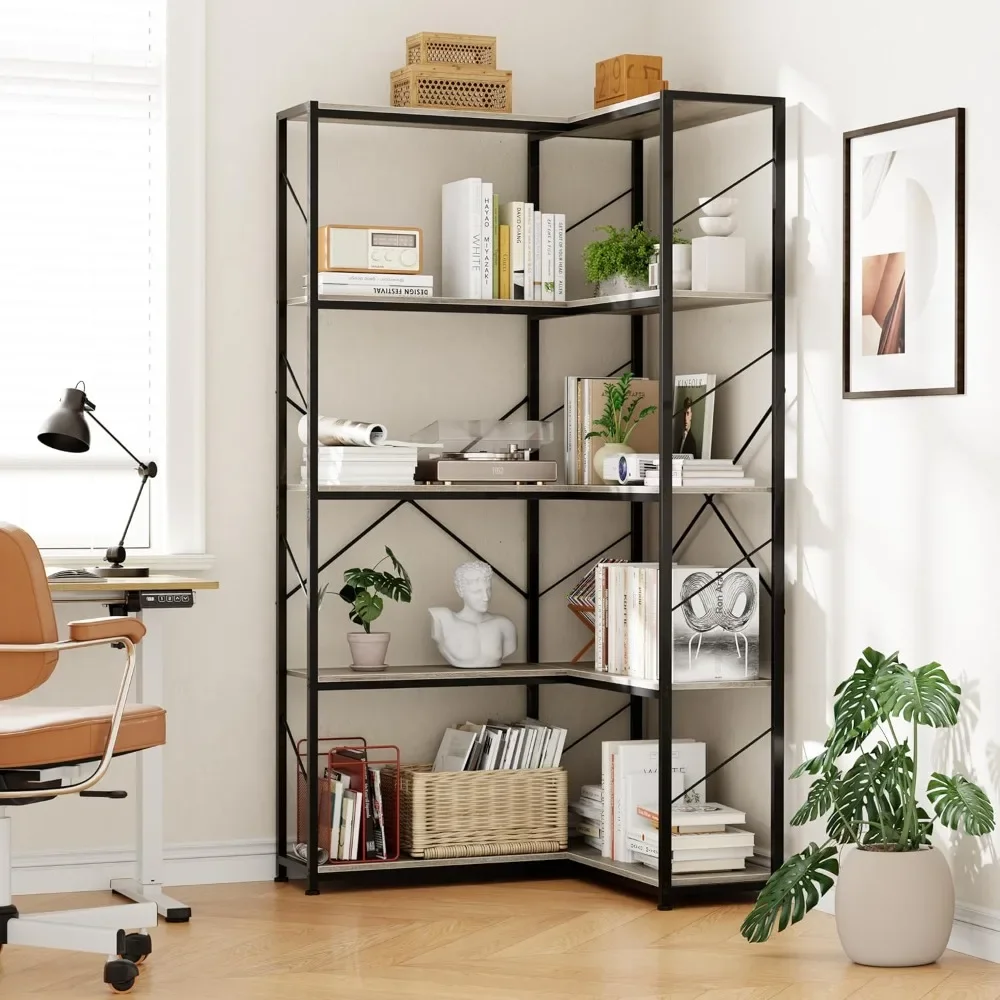 L Shaped Bookcase, Large Etagere Bookcase, Corner Shelf Display Storage Rack with Metal Frame for Living Room Bedroom Office 
L Shaped Bookcase, Large Etagere Bookcase, Corner Shelf Display Storage Rack with Metal Frame for Living Room Bedroom Office