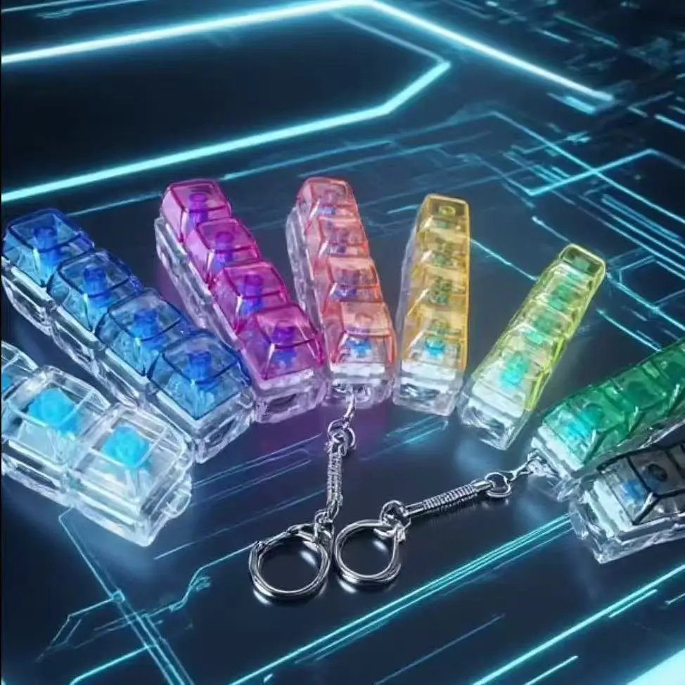 4-key decompression button Tetris keychain mechanical key illuminated button pendant decompression fingertip toy key
4-key decompression button Tetris keychain mechanical key illuminated button pendant decompression fingertip toy key