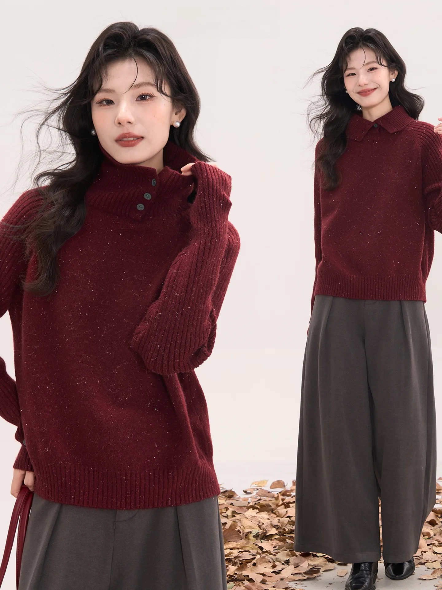 Rose Scented Red High Collar iny Silk Sweater for Women Casual Loose Fit Long Sve Warm Top for Spring Autumn
Rose Scented Red High Collar iny Silk Sweater for Women Casual Loose Fit Long Sve Warm Top for Spring Autumn