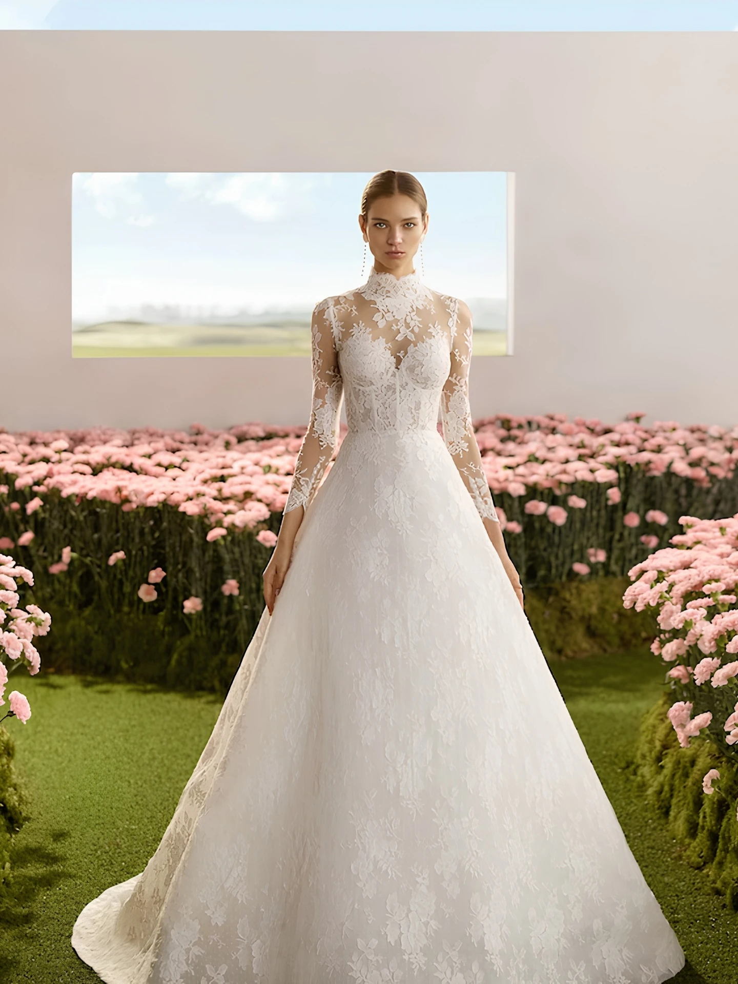 High Neck Long Sleeve Lace Ball Gown Wedding Dress Sheer Corset Cathedral Train Modest Bridal Gown Custom Vestido De Novia
High Neck Long Sleeve Lace Ball Gown Wedding Dress Sheer Corset Cathedral Train Modest Bridal Gown Custom Vestido De Novia