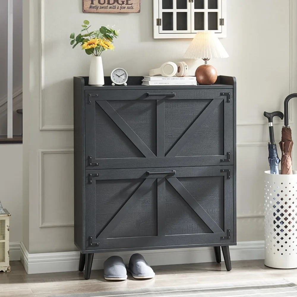 Shoe Storage Cabinet with 2 Flip Drawers | Farmhouse Hidden Shoe Organizer | Narrow Slim Shoe Rack for Entryway Hallway
Shoe Storage Cabinet with 2 Flip Drawers | Farmhouse Hidden Shoe Organizer | Narrow Slim Shoe Rack for Entryway Hallway