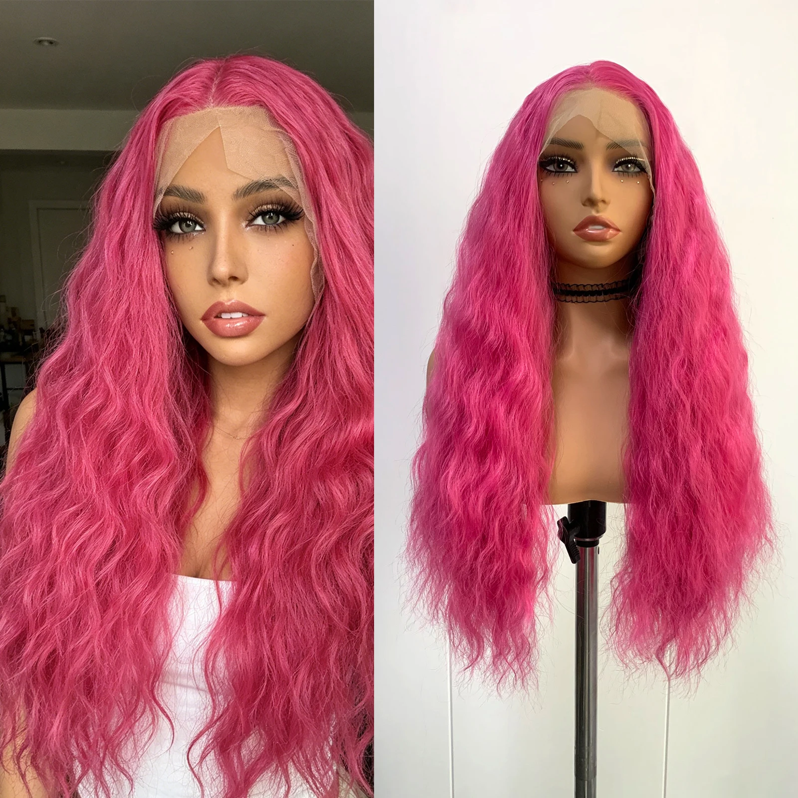 WIF Rose Red Lace Wigs Long Loose Wave Hair Synthetic 13 x 4 Lace Front Wigs for Women Cosplay Makeup Wig
WIF Rose Red Lace Wigs Long Loose Wave Hair Synthetic 13 x 4 Lace Front Wigs for Women Cosplay Makeup Wig