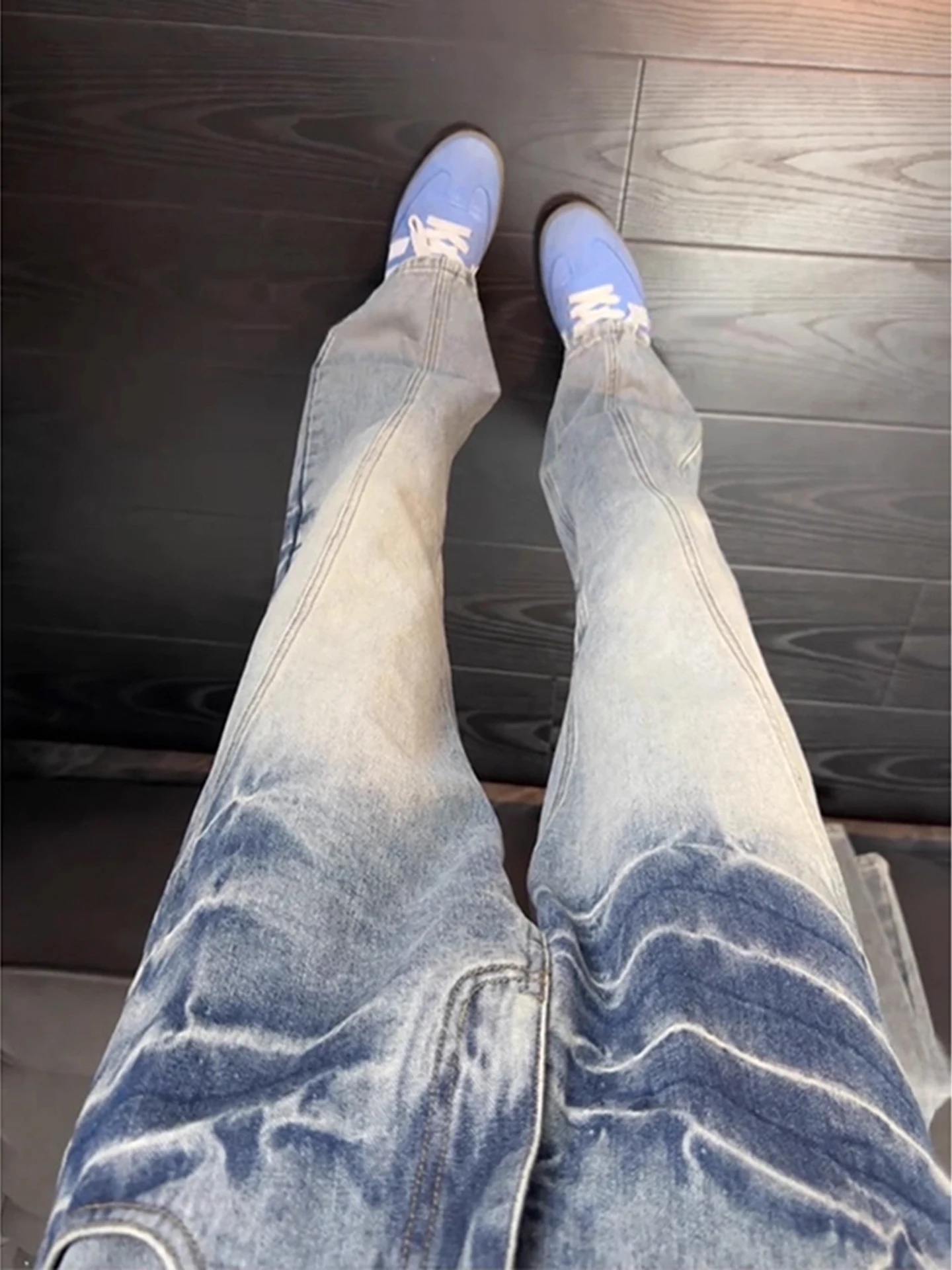 Blue Ruffled Slant Cut Men's Jeans CleanFit Knife Pants American High Street Slim Straight Micro Flared Trousers
Blue Ruffled Slant Cut Men's Jeans CleanFit Knife Pants American High Street Slim Straight Micro Flared Trousers