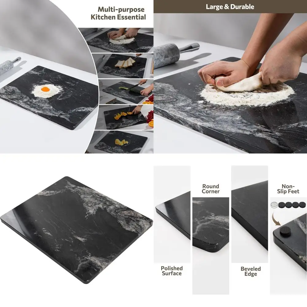 Kitchen Marble Cutting Board, 16x20 Inch Granite Slab with Non-Slip Feet for Baking, Cheese, Chocolate, Black White Veins
Kitchen Marble Cutting Board, 16x20 Inch Granite Slab with Non-Slip Feet for Baking, Cheese, Chocolate, Black White Veins